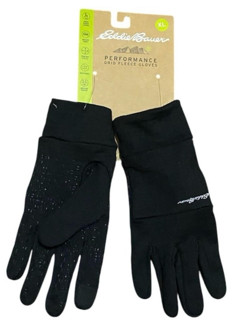 Eddie Bauer Black Performance Grid Fleece Gloves